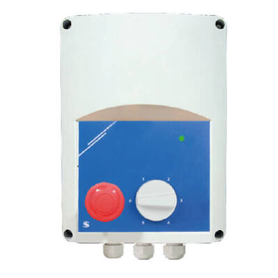 230 VAC transformer controller with smoke evacuation button