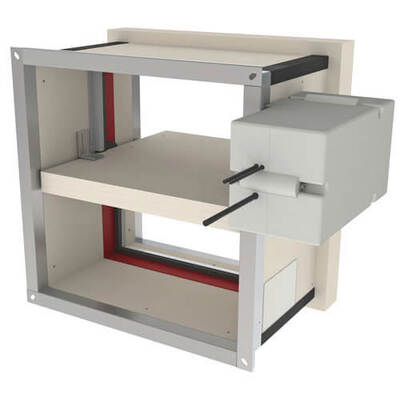 Rectangular HOT 400/30 smoke evacuation damper.